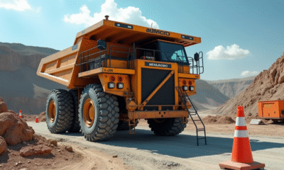 Camion de chantier dans une carrière avec accessoires