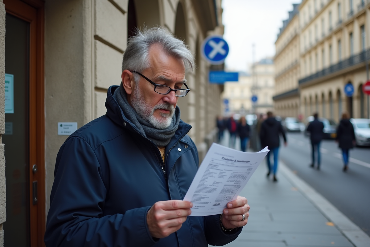 Homme examinant un reçu d
