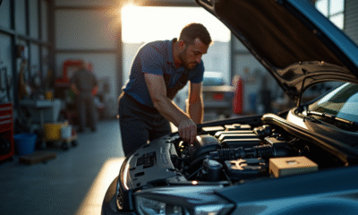 Mécanicien inspectant le moteur d'une voiture moderne